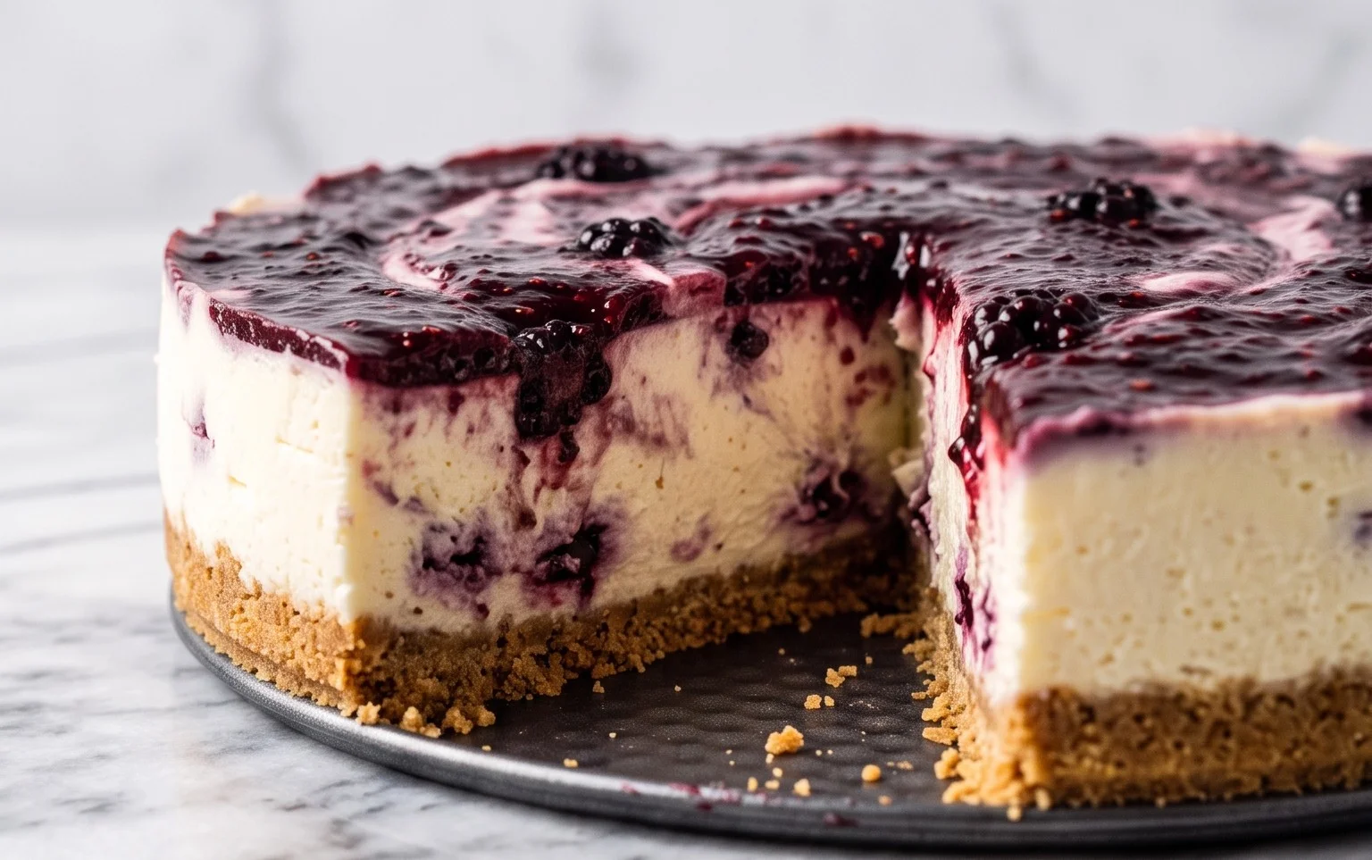 No-Bake Brombeer-Cheesecake: Cremig & einfach