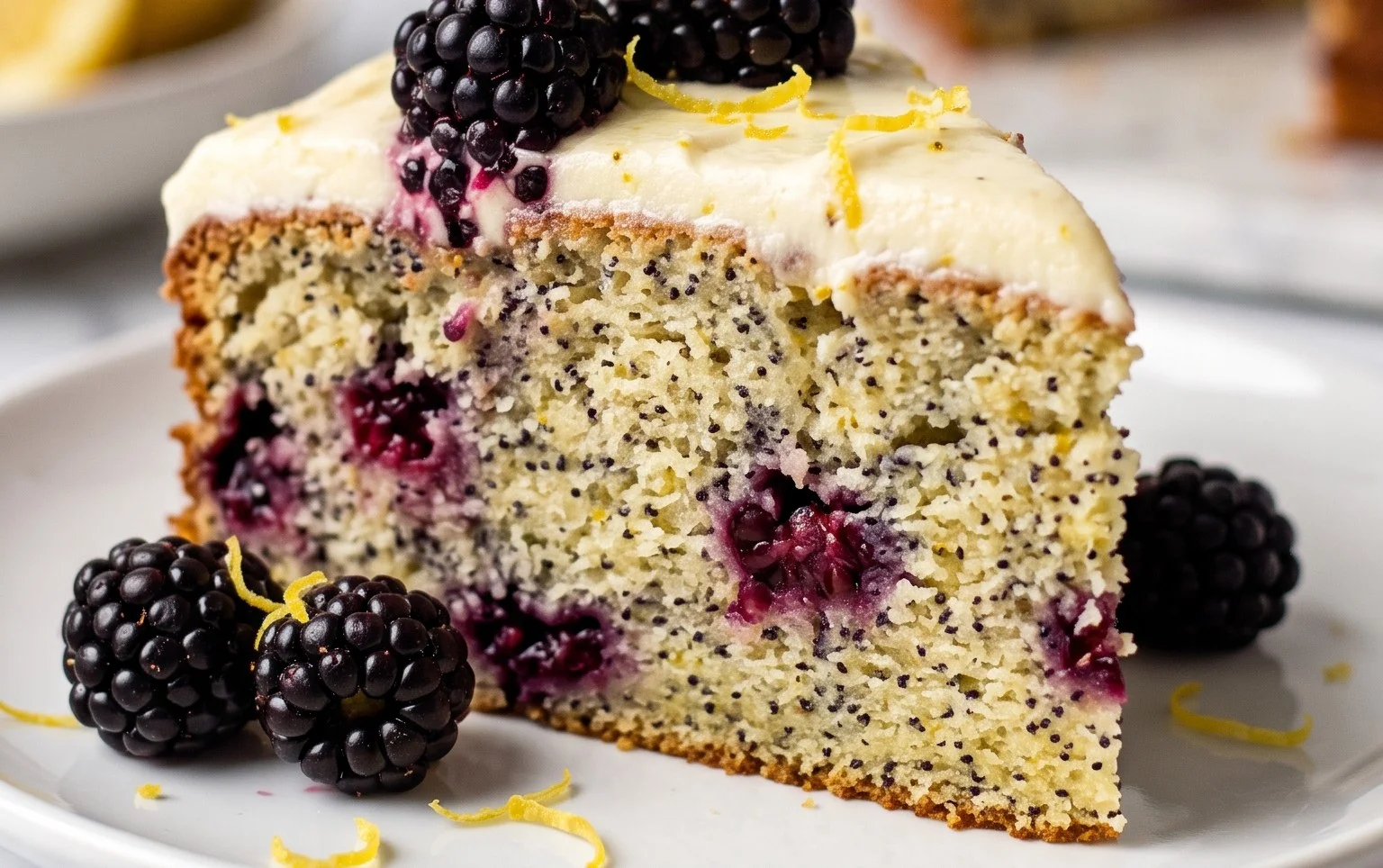 Gluten Free Lemon Poppy Seed Blackberry Cake