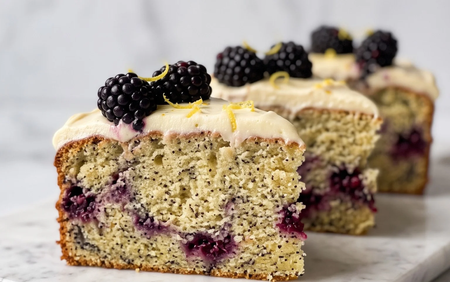 Glutenfreier Zitronen Mohn Brombeer Kuchen Rezept